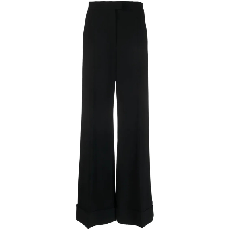 Moschino  High-Waisted Wide-Leg Trousers With Crease Effect Black