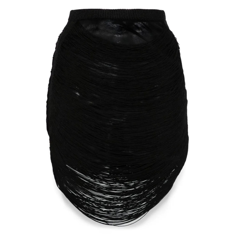 The Attico Minirock Fringed Black Mini Skirt With Textured Design Black