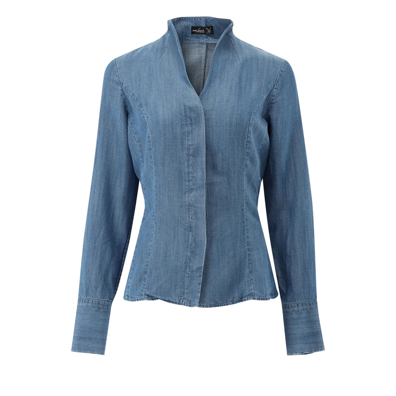 VAN LAACK Bluse Bluse Modern Fit Dessiniert blau