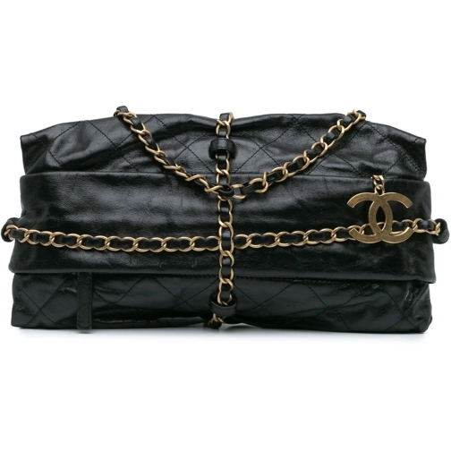 Chanel Sac à bandoulière 2012 Aged Calfskin Midnight Swim Baluchon Bag schwarz