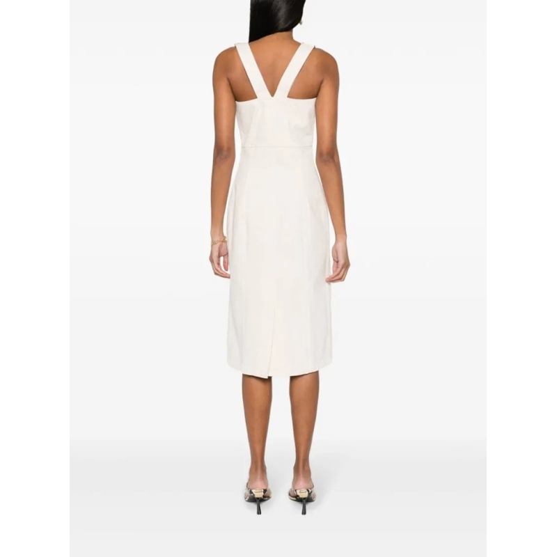 Patou Midi-jurk Mid-Length Beige Cotton Denim Dress Red