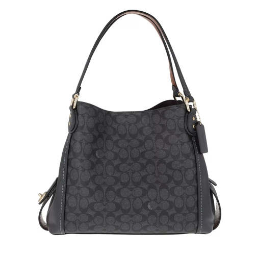 Coach Canvas Signature Edie Shoulder Bag Charcoal Midnight Navy Tote