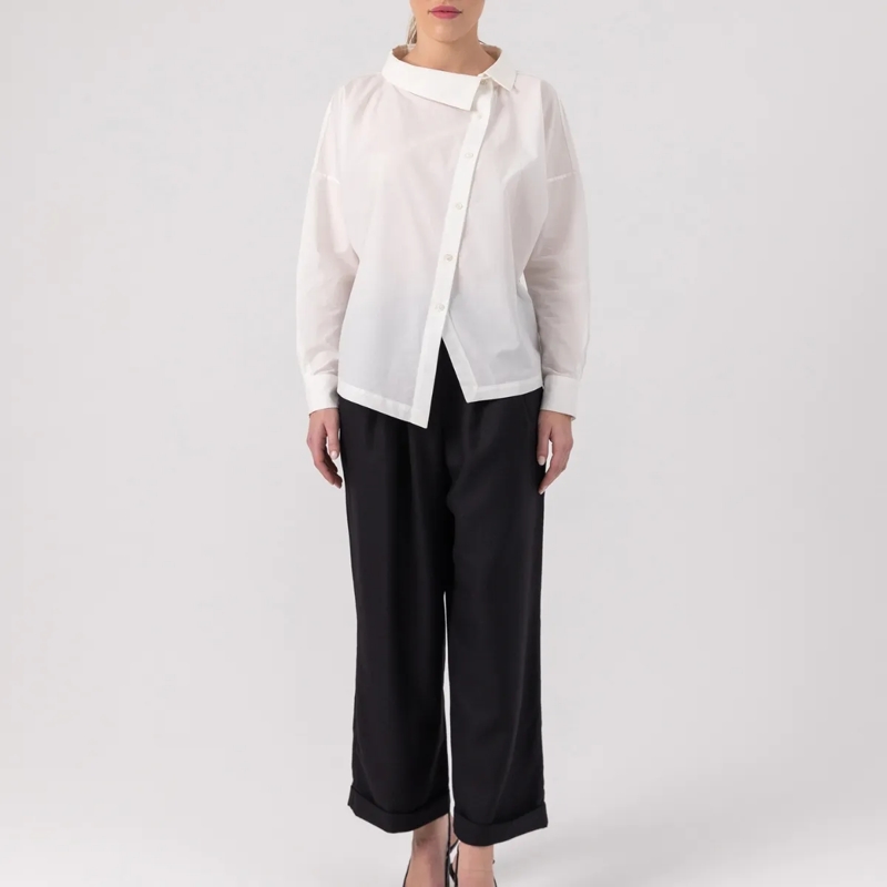 Helene Galwas Bluse Lockere Bluse mit Stehkragen JACKIE weiss(Image 2)
