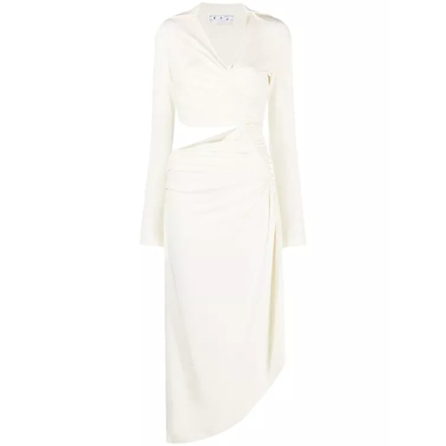 Off-White White Vi-Crepe Midi Dress White 