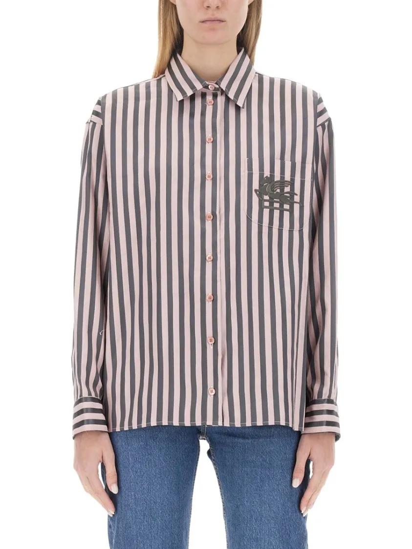 Thumbnail - Etro - Striped Oversized Shirt - Größe 44 - pink