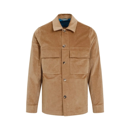 Paul Smith Medium Beige Cotton Shirt Jacket Brown Övergångsjacka