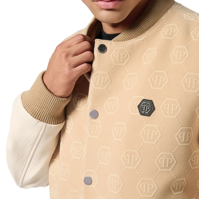 Philipp Plein Daunenjacke Bomber Monogram beige(Image 5)