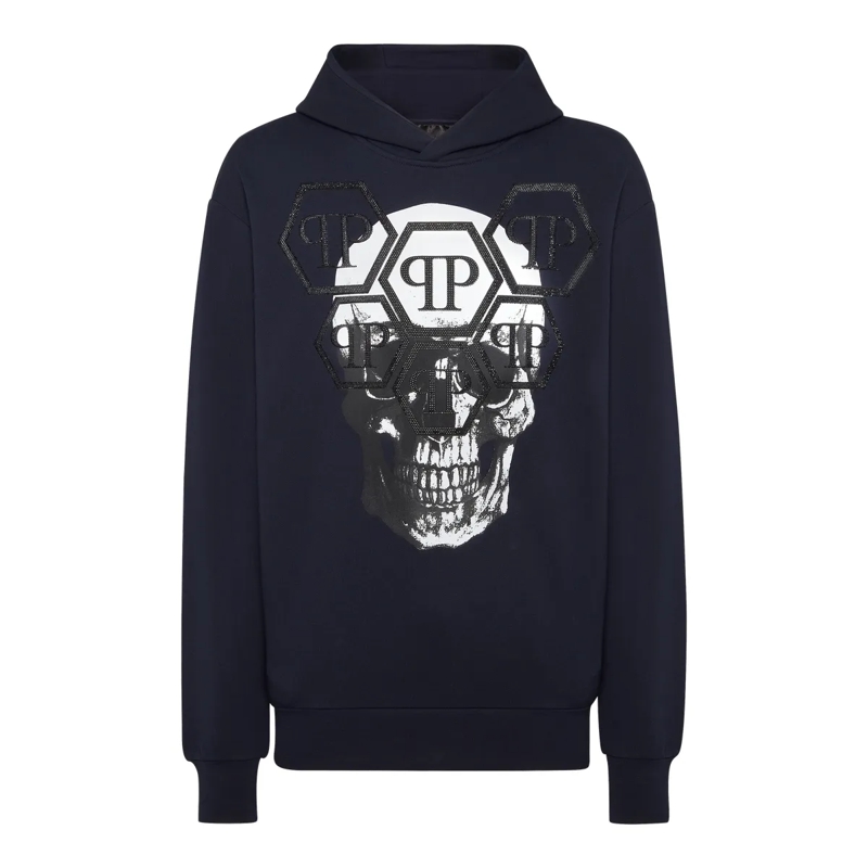 Philipp Plein Top Hoodie Skull dunkel-blau