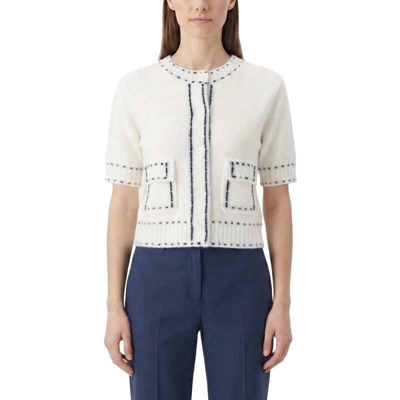 Hemisphere Strickjacke Kurzarm-Strickjacke aus Kaschmirmix weiß(Image 2)