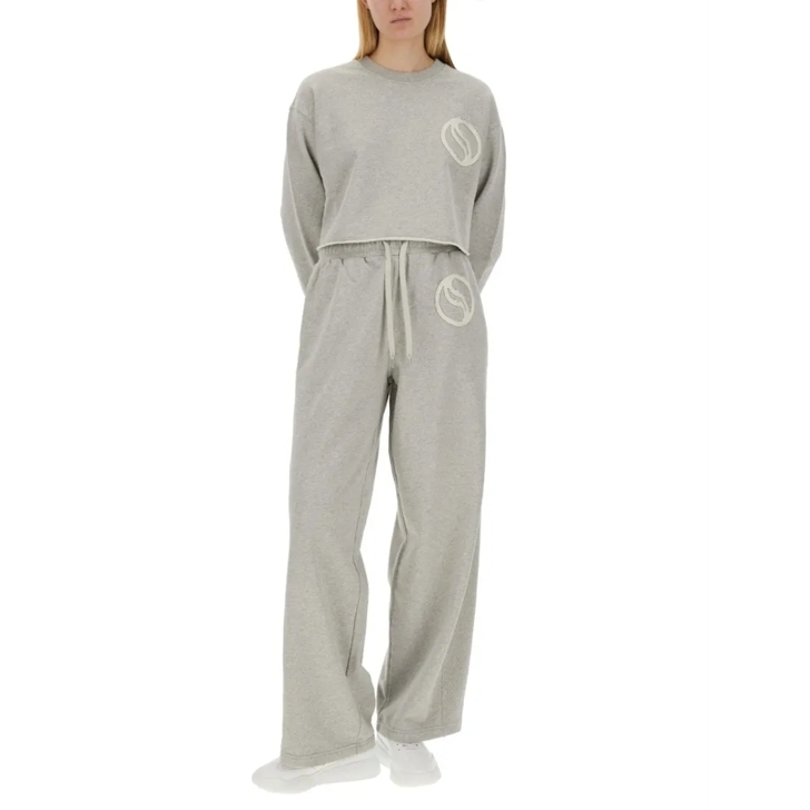 パンツ Stella Mccartney Wide Leg Cotton Jogging Pants With Subtle STELLA MCCARTNEY Cotton-jersey wide-leg track pants | NET-A