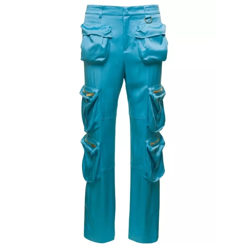 Blumarine Light Blue Cargo Pants With Macro Patch Pockets In Blue Cargo-byxor