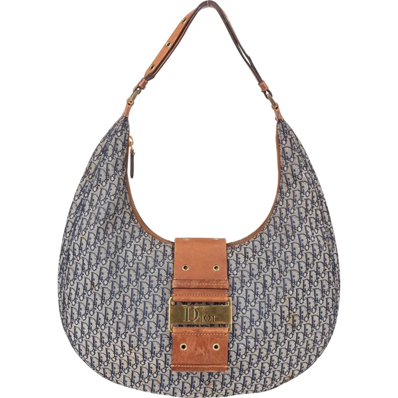 Christian Dior Schultertasche Christian Dior Trotter Monogram Hobo Bag blau