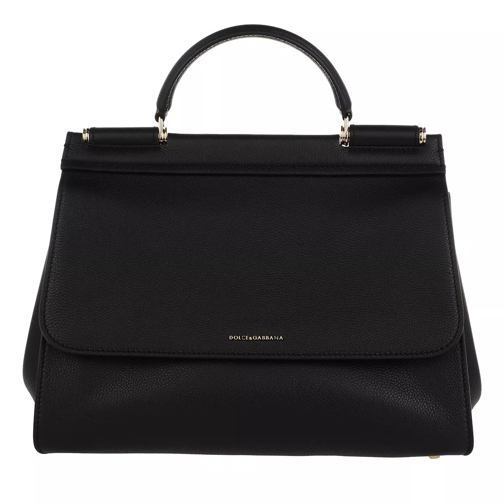 Dolce&Gabbana Sicily Large Shoulder Bag Leather Black Crossbody Bag