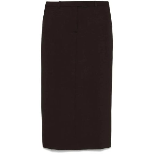 Officine Generale Midi Rokken Coffee Brown Wool Skirt Brown