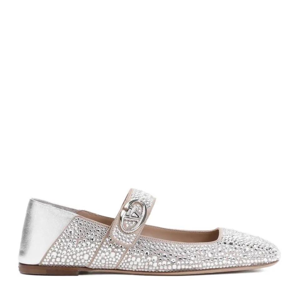 VALENTINO Loafers & Ballerinas - Vlogo Locker Silver Goat Leather Ballerinas - für Damen