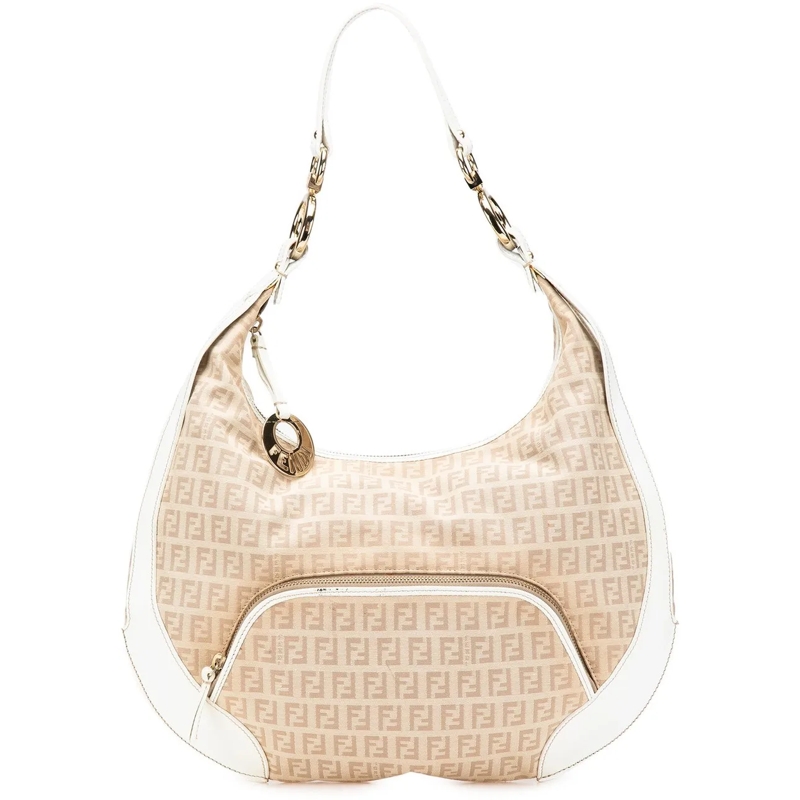 Fendi Schultertasche Zucchino Canvas Chef Pocket Hobo braun