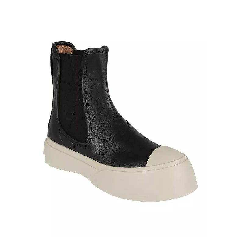 Marni Stiefel Black Chelsea Boots With Logo Patch In Leather Black(Image 12)