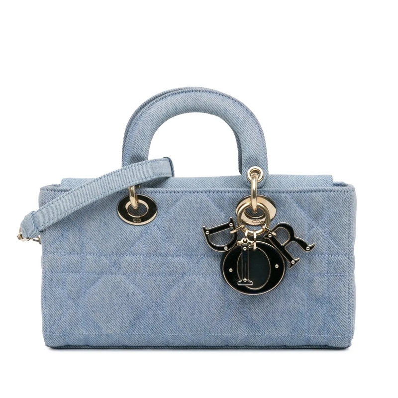 Christian Dior Tote Small Denim Macrocannage Lady D Joy blau