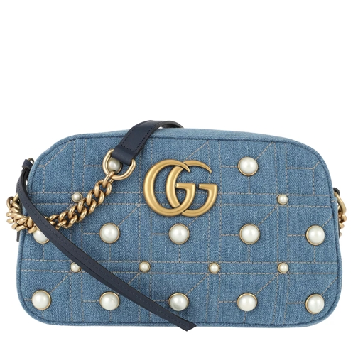 Gucci GG Marmont Matelassé Shoulder Bag Light Denim Camera Bag