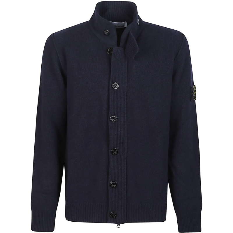 Stone Island  Logo Patch Cardigan Blue blau