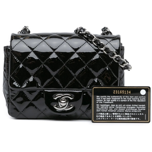 Chanel Sac à bandoulière 2016-2017 Mini Square Classic Patent Single Flap schwarz (Image 2)