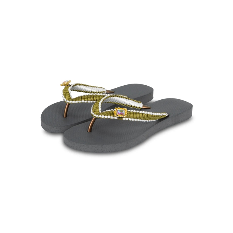 UZURII Flip Flops flip flop Green Macrame Switch silber(Image 24)