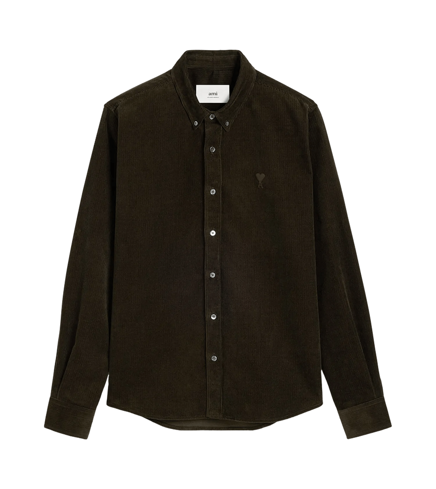 AMI Paris - Button-Down-Hemd mit Logo - Größe M - braun