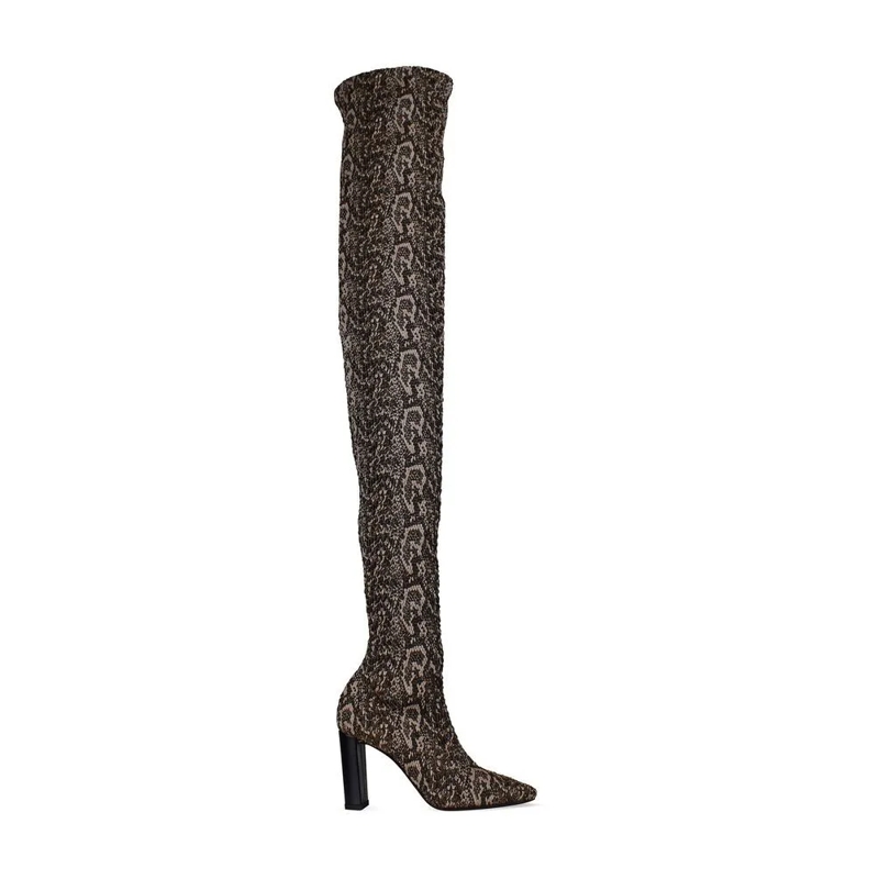 Saint Laurent Stiefel Moon Thigh-High Boots Grey