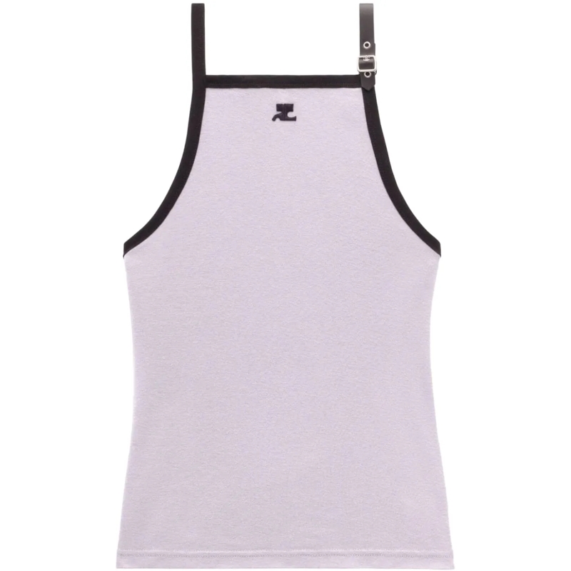 Courrèges T-Shirt Top Smocked Greyblack grau