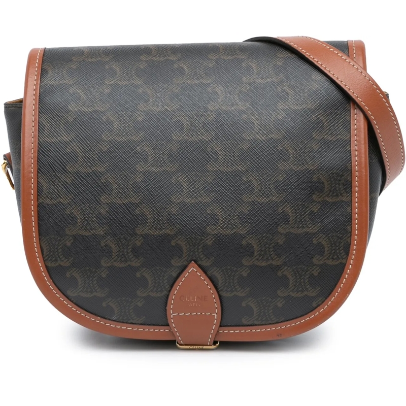 Celine Schultertasche Medium Triomphe Coated Canvas Folco Crossbody braun