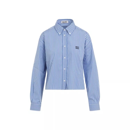 Miu Miu Light Blue Cotton Shirt Blue 