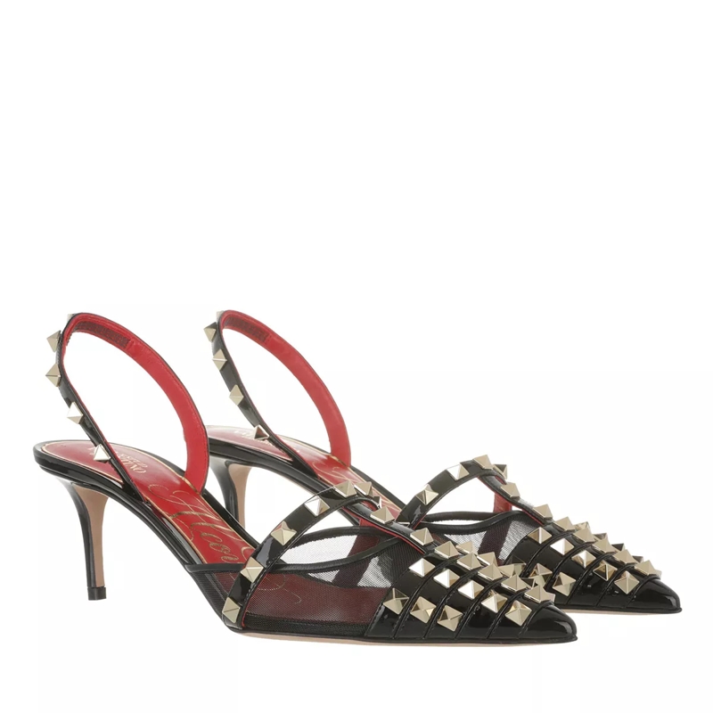 Valentino Garavani High Heels Rockstud Alcove Slingback Pumps Leather Black