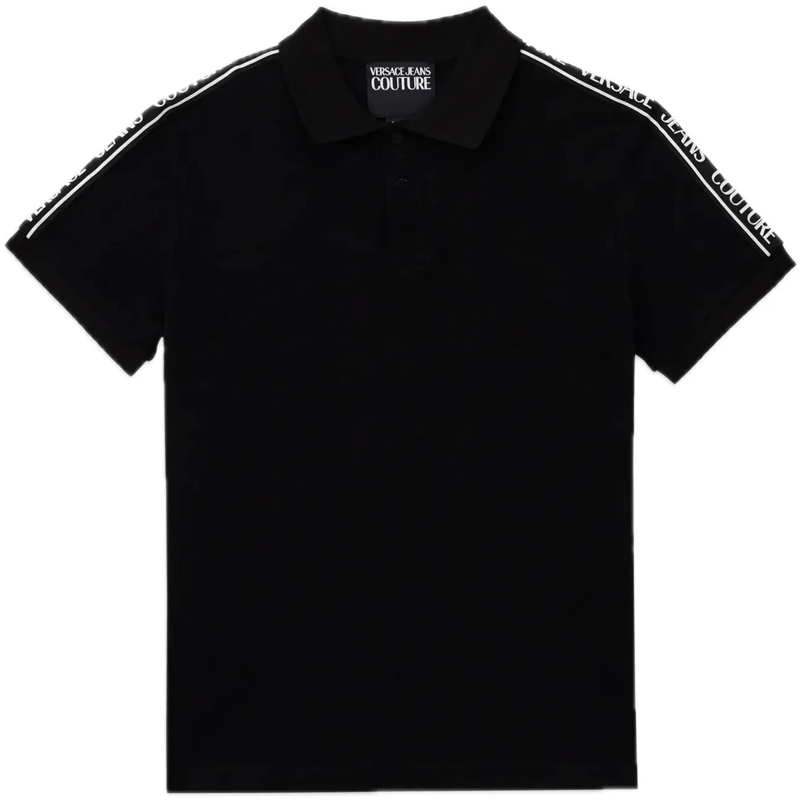 Versace Jeans Couture Polohemd Polo Taping Black schwarz