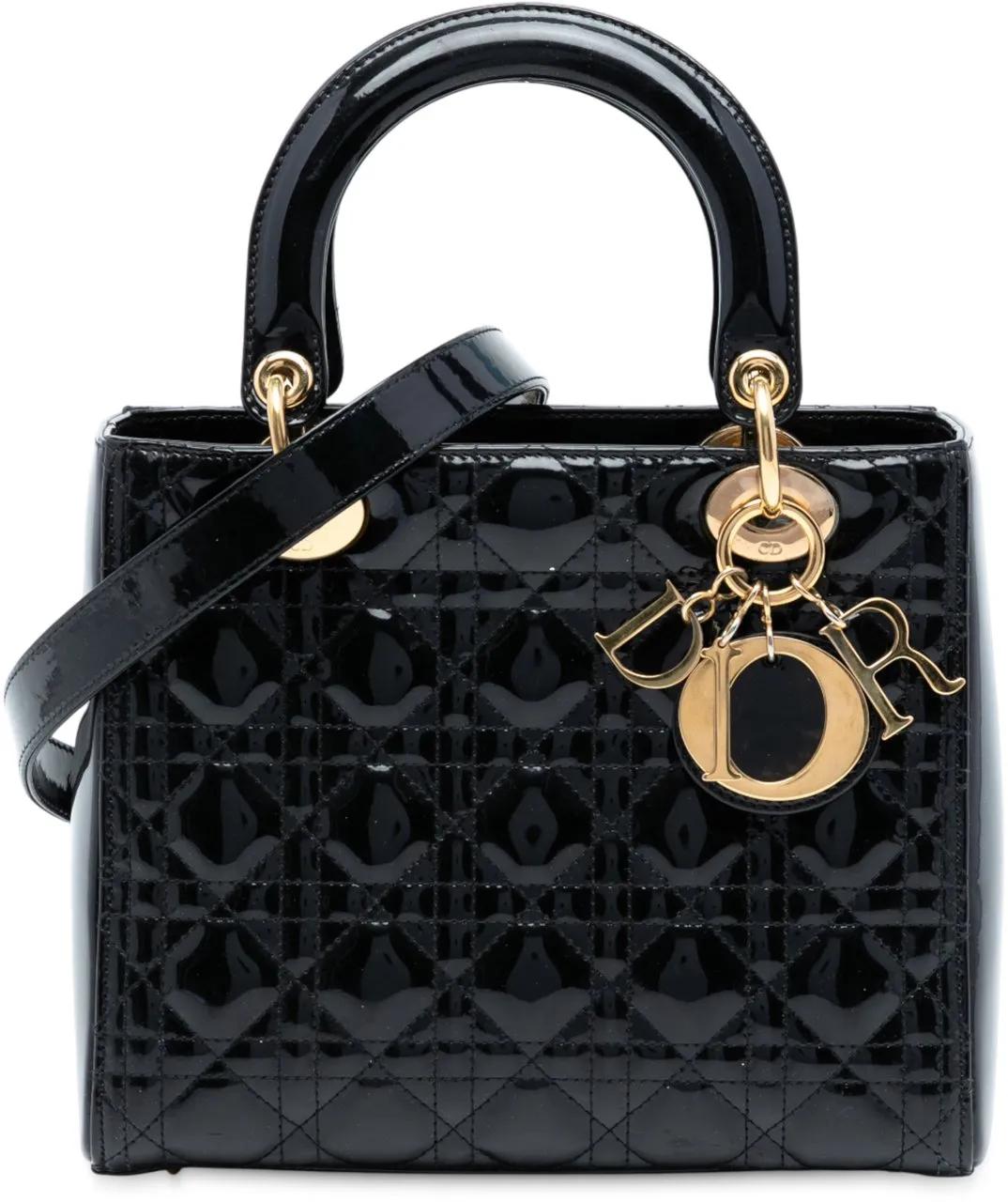 Christian Dior Hobo Bags - Medium Patent Cannage Lady Dior - Gr. unisize - in Schwarz - für Damen