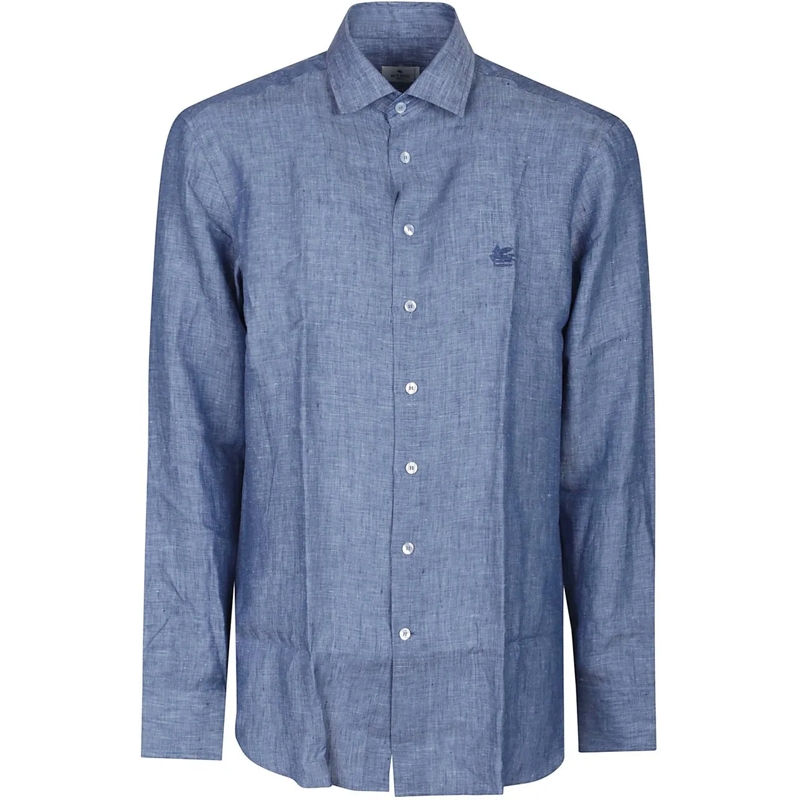 Etro Legeres Oberteil Roma Long Sleeve Logo Shirt Blue blau