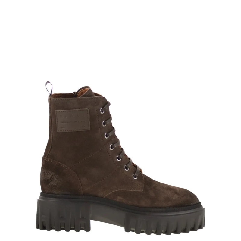 Hogan Stiefel H700 - Suede Combat Boots Brown