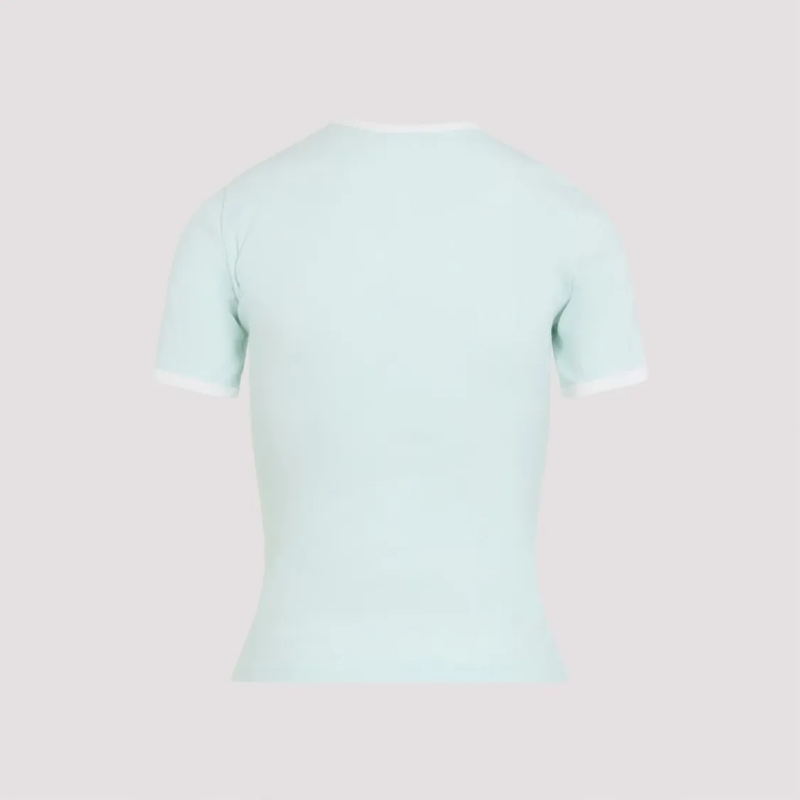 Courrèges T-shirt Fitted Short-Sleeve T-Shirt With Contrasting Trim Blue