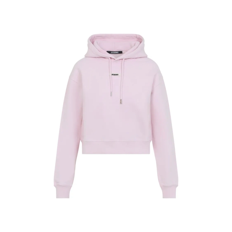 Jacquemus  Pastel Pink Cropped Hoodie With Drawstring Pink