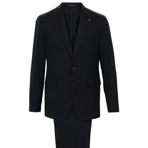 Tagliatore Anzugkombinationen Navy Blue Wool-Silk Blend Suit Blue