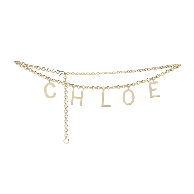 Chloé Gürtel Metallic Double Chain Belt Gold