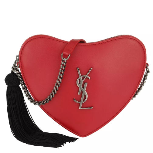 Saint Laurent Monogramme Heart Crossbody Bag Leather Bandana Red/Black Crossbody Bag
