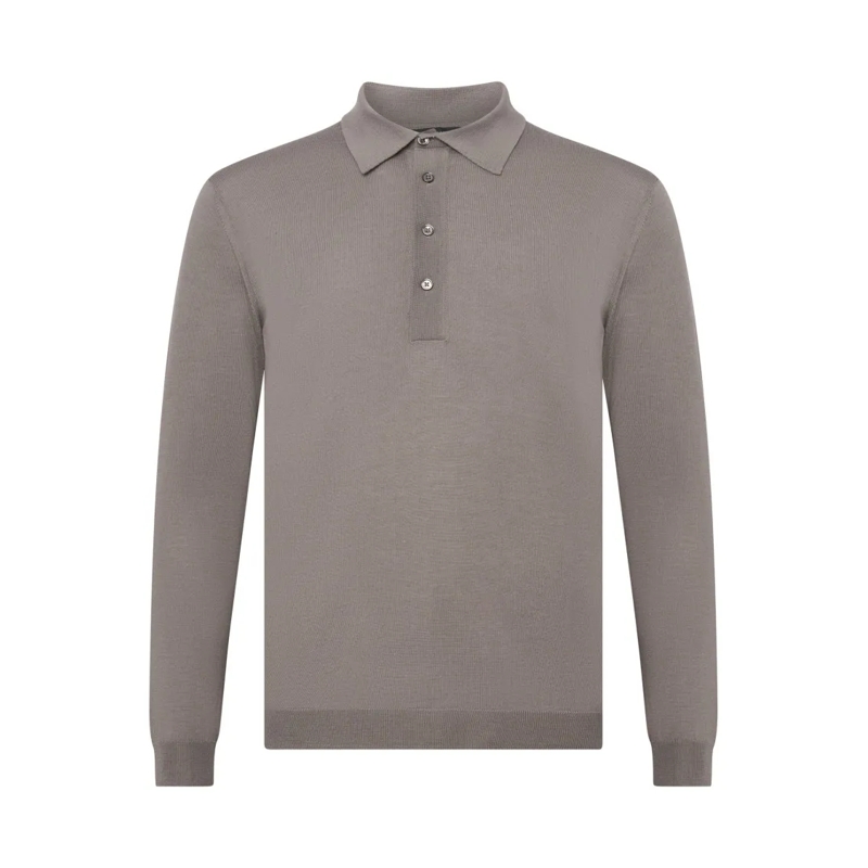 Low Brand Polohemd Regular Fit Sweater With Ribbed Polo Collar Grey