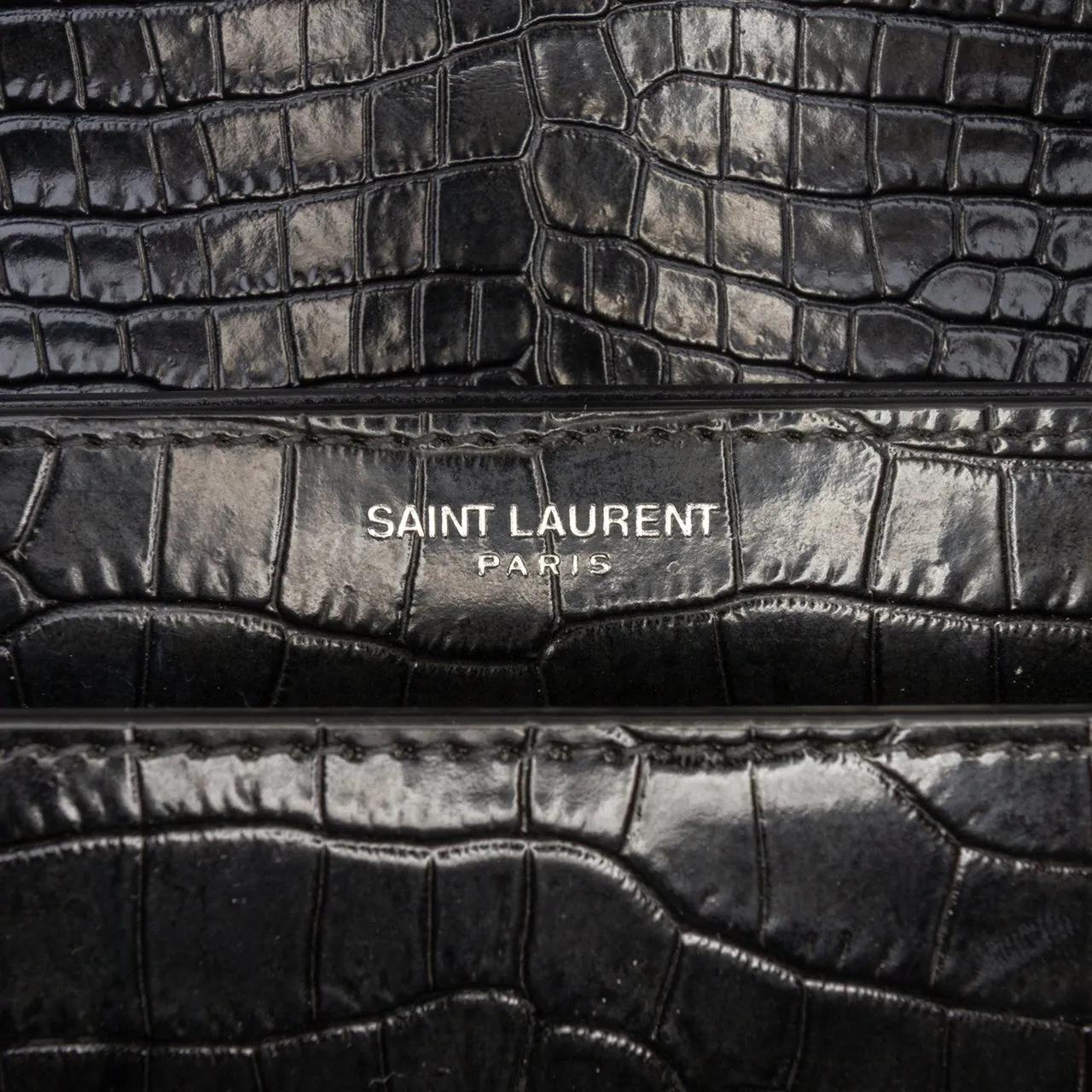 Thumbnail - Saint Laurent Hobo Bags - Medium Croc Embossed Leather Sunset Crossbody - Gr. unisize - in Schwarz - für Damen