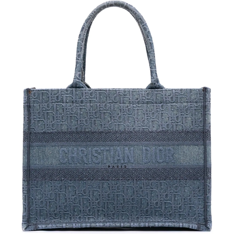 Christian Dior Shopper Medium Oblique Denim Book Tote blau