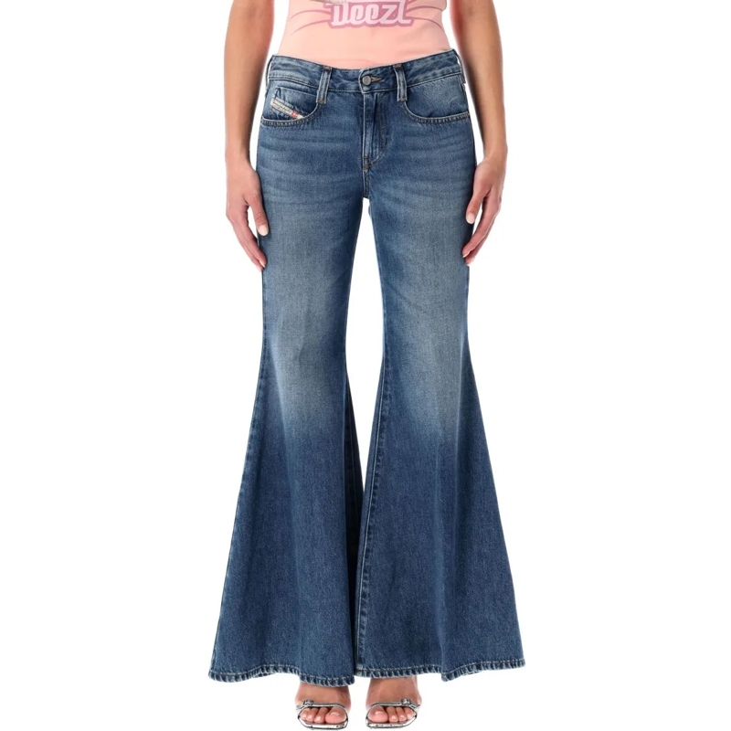 Diesel Jeans Blue Low-Rise Flared Jeans 1970 D-Bleess Blue