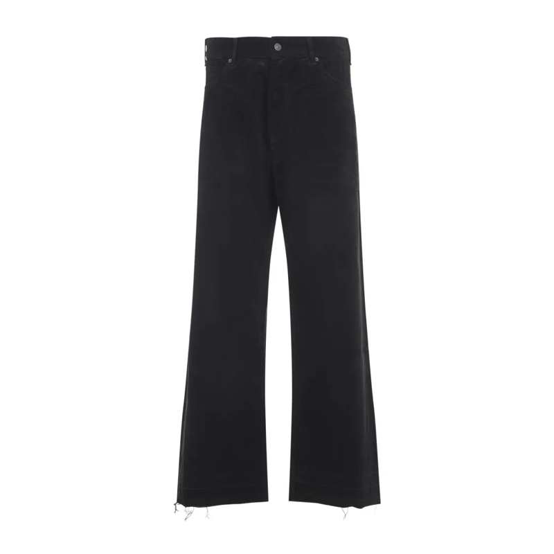 Celine Jeans Low-Rise Straight Leg Jeans In Black Cotton Cordur Black
