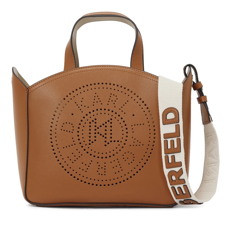 Karl Lagerfeld Shopper K/CIRCLE KLEINE TOTE-BAG MIT LOCHMUSTER braun