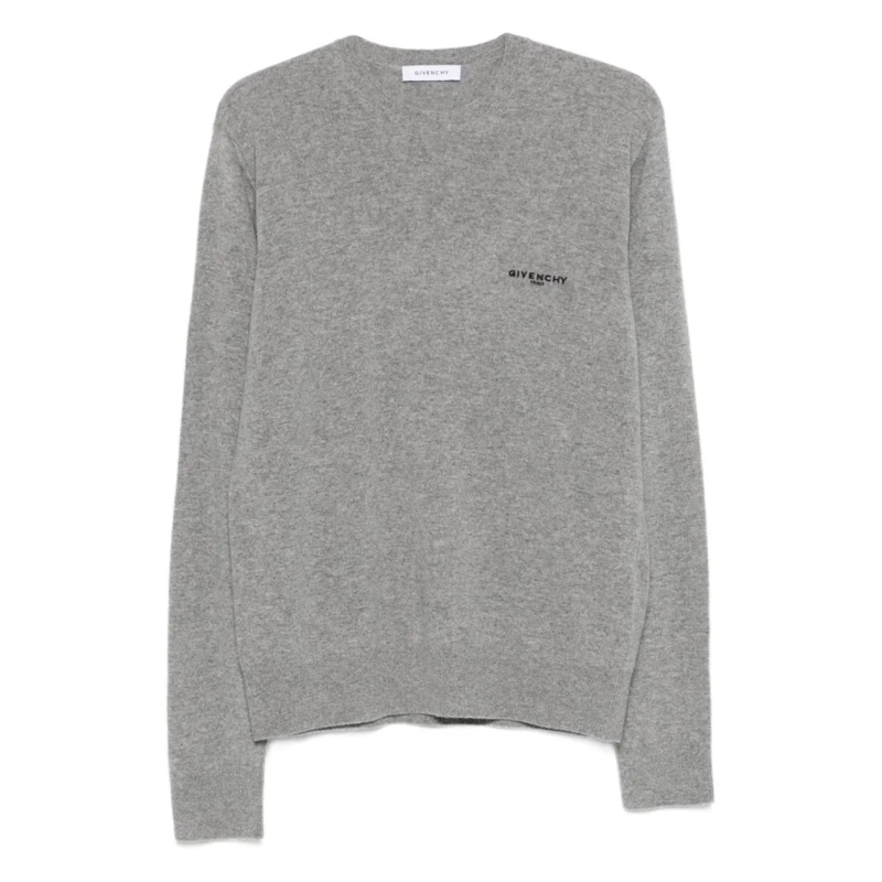 Givenchy Trui Crew Neck Grey Sweater With Logo Detail Grey