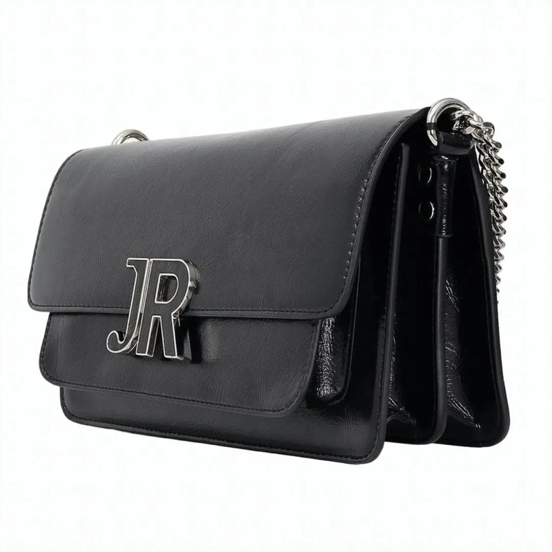 John Richmond Sac à bandoulière Structured Black Polyurethane Shoulder Bag Grey