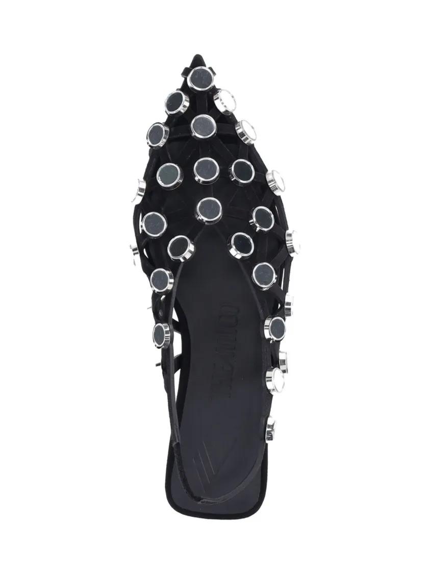 Thumbnail - "Grid" Slingback Ballerinas With Studs – Black - Gr. 37 (EU) - in Schwarz